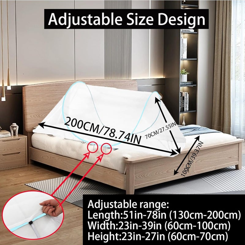 CMINGJ Large Pop Up Mosquito Tent, Portable Foldable Mosquito Net for Bed Camping Travel Patio (78 * 31 * 22inch) (Blue Adjustable Size) - Image 3